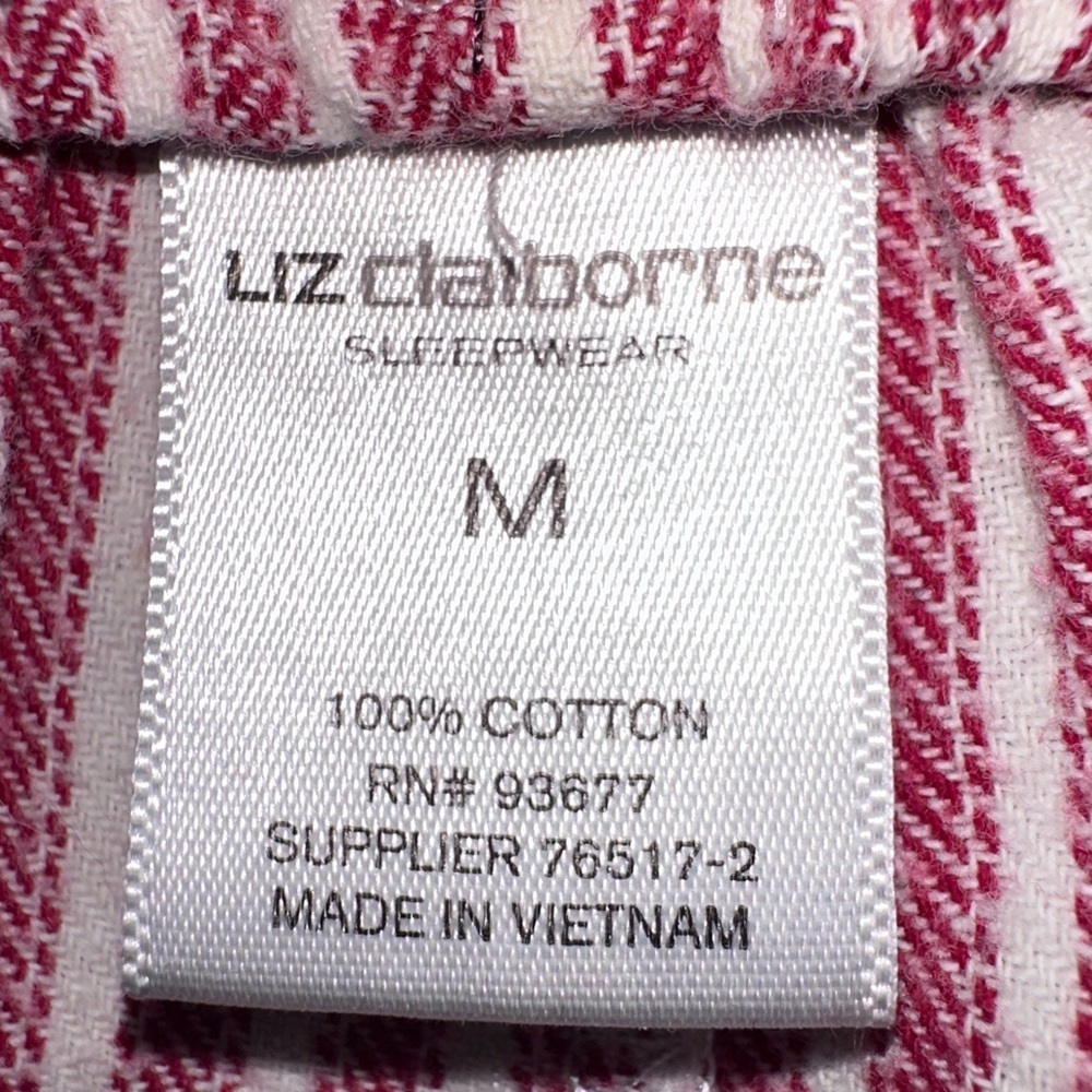 Liz Claiborne Red & White Pinstripe Pajama Set | Size M Classic Cute Comfortable - Picture 10 of 11